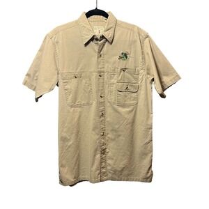 Red Head Khaki Fishing Shirt Bass Embroidered Cotton Outdoor M Short Sleeve Tan‎